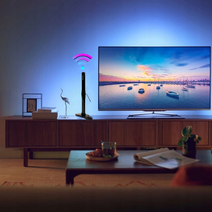 ANTENA TV POKOJOWA WEWNĘTRZNA ZEWNĘTRZNA 4K LTE DVB-T2 AKTYWNA MUX-8