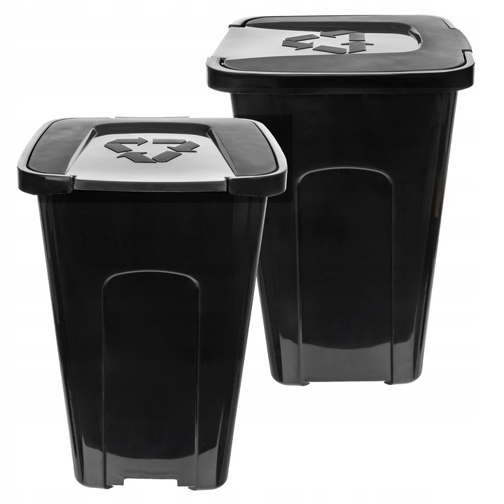 KOSZ NA ŚMIECI ODPADY POJEMNIK DO SEGREGACJI 50L KUBEŁ CZARNY KONTENER