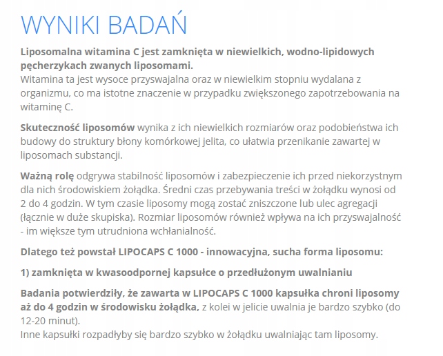 LIPOCAPS C1000 Liposomalna Witamina C 120 kapsułek