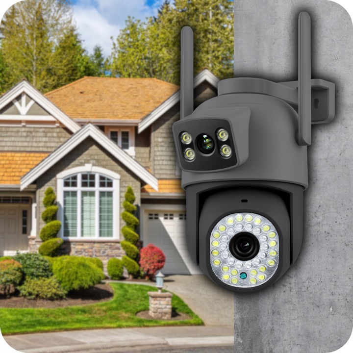 PODWÓJNA KAMERA WIFI IP SMART ZEWNĘTRZNA OBROTOWA 6MPX APLIKACJA ULTRA HD