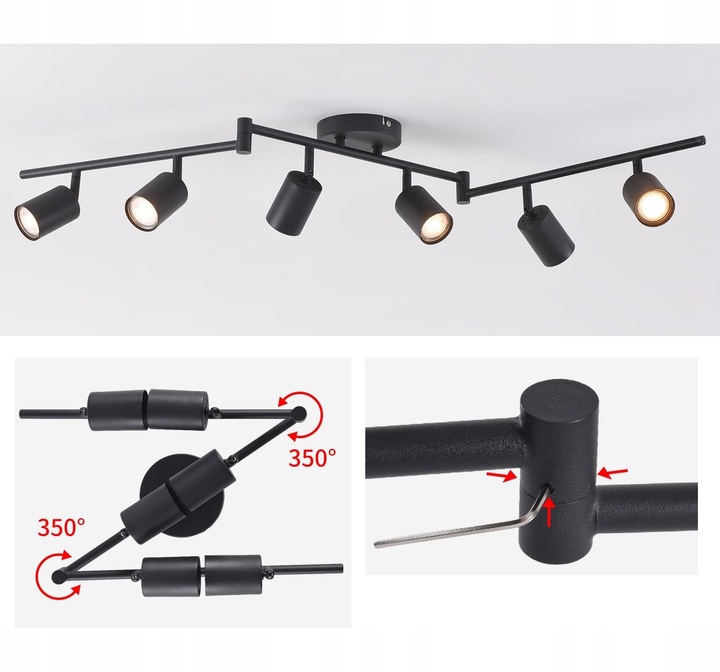 Lampa sufitowa kinkiet spot oprawa halogenowa natynkowa 6x GU10