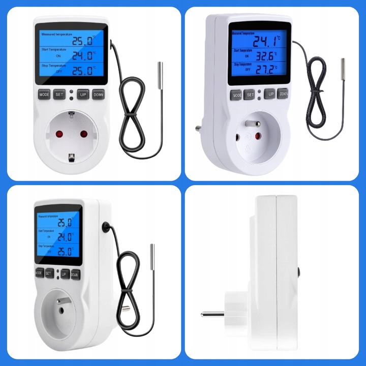 TERMOSTAT ELEKTRONICZNY REGULATOR TEMPERATURY GNIAZDO SIECI 230V max. 3680W