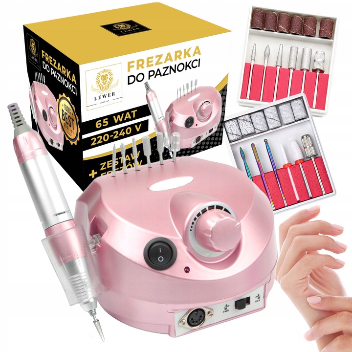 FREZARKA DO PAZNOKCI 65W MANICURE PEDICURE PROFESJONALNA MOCNA + FREZY