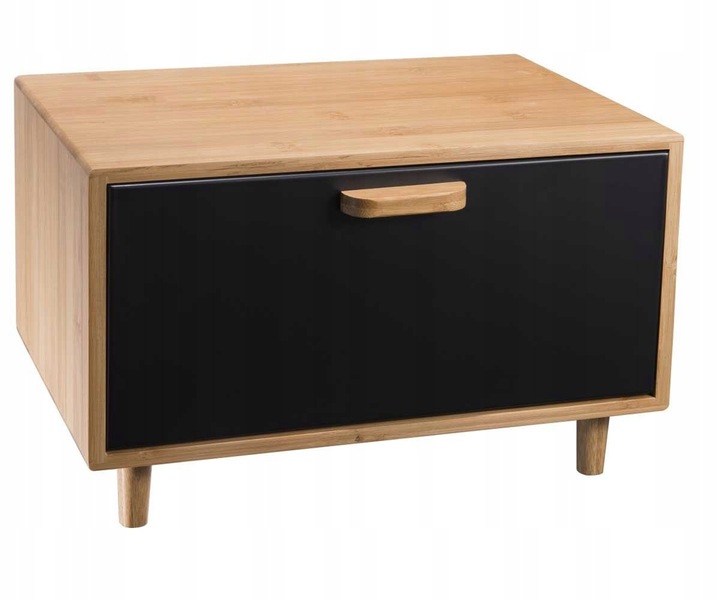 DUŻY POJEMNIK NA CHLEB BUŁKI PIECZYWO METALOWY CHLEBAK CZARNY BAMBUS