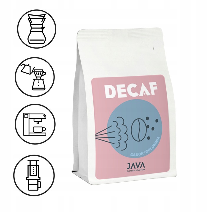 Kawa ziarnista bezkofeinowa Java Decaf Kolumbia Cauca FILTR 250g