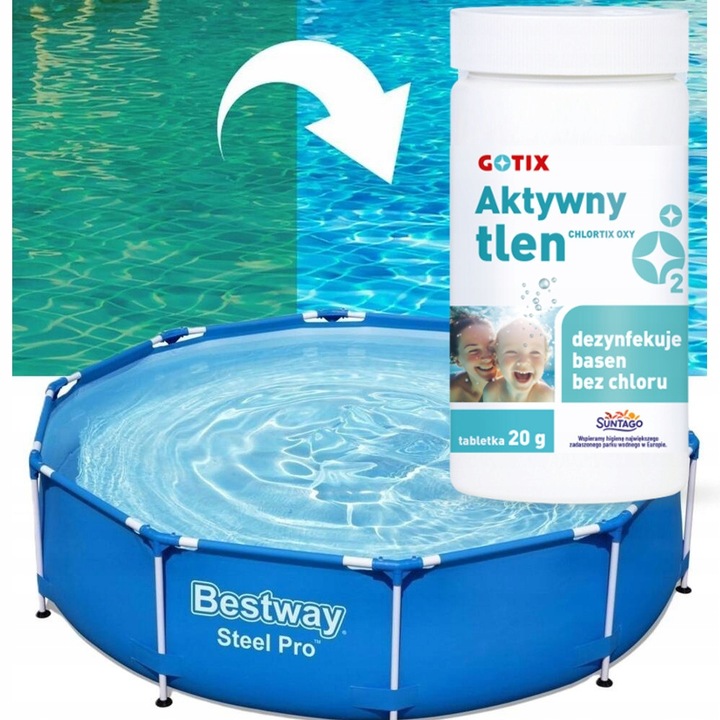 Aktywny tlen MULTIFUNKCYJNY 11w1 do basenu Bez chloru 1kg tabletki