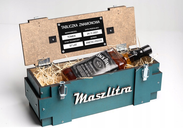 Prezent na 18-99 urodziny dla Taty Kolegi skrzynka na alkohol Maszlitra