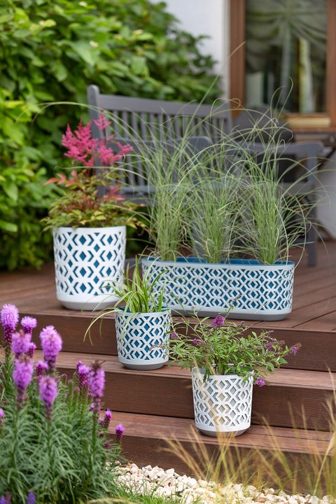 Doniczka AZTEK 14 h15 k-Czarny + w-Złoty Jasny