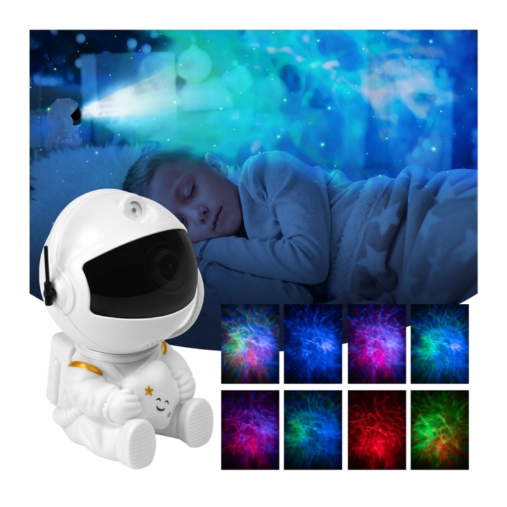 PROJEKTOR GWIAZD Lampka Nocna Astronauta Magic 20 8 TRYBÓW RGB
