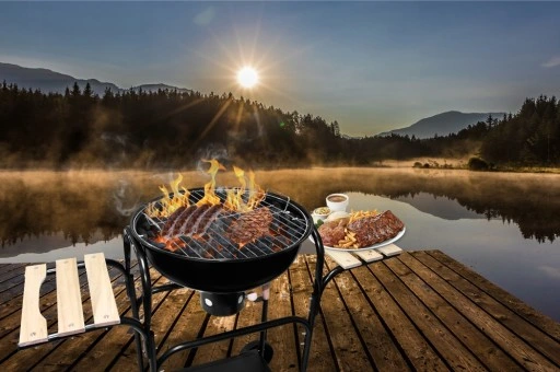 Grill WĘGLOWY na brykiet Ogrodowy zamykany POKRYWA POPIELNIK Gruba