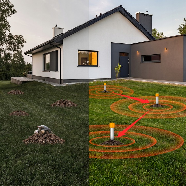 ODSTRASZACZ NA KRETY NORNICE WĘŻE TURKUCIE ODSTRASZACZ KRETÓW DO 1500