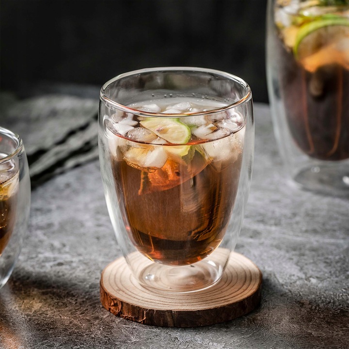 ZESTAW KOMPLET SZKLANEK TERMICZNYCH PODWÓJNE DNO DO NAPOJÓW 350 ML 6 EL