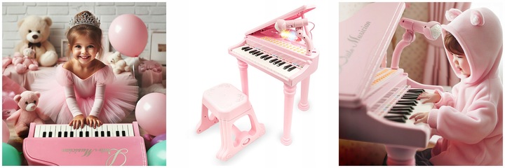PIANINO ORGANY KEYBOARD DLA DZIECI KRZESEŁKO MIKROFON NAGRYWANIE KARAOKE