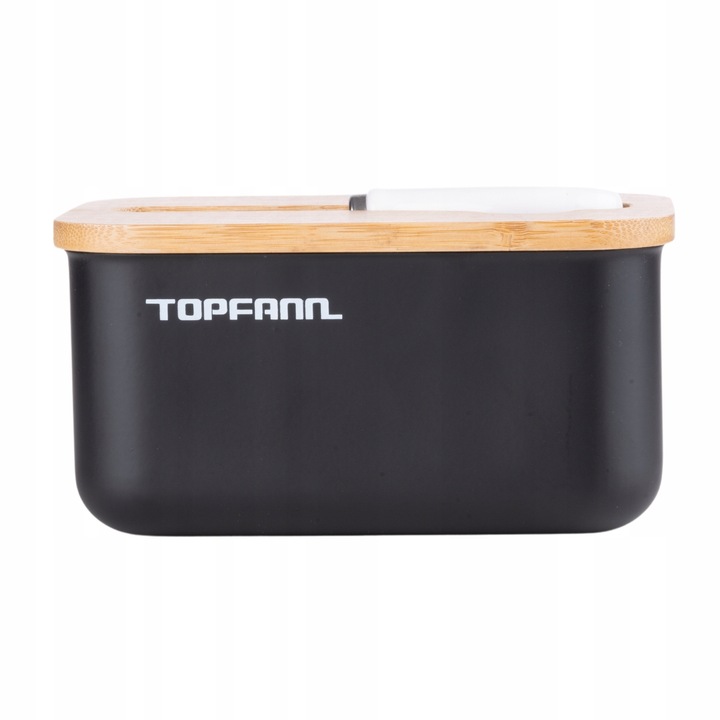 MASELNICZKA CZARNA POJEMNIK NA MASŁO MASELNICA Z POKRYWKĄ I NOŻYKIEM