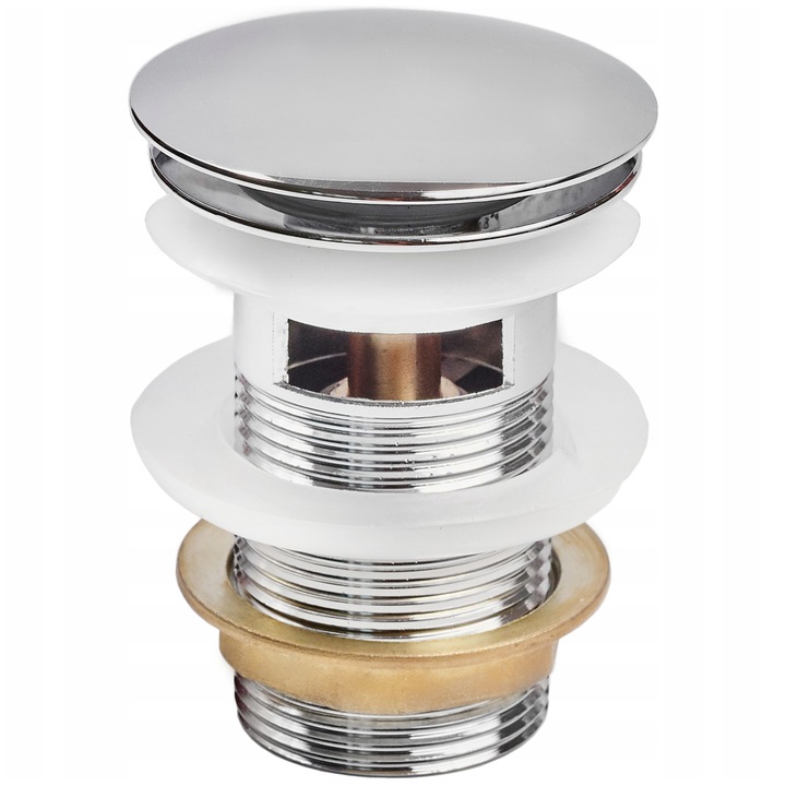 KOREK KLIK-KLAK UMYWALKOWY AUTO MOSIĘŻNY DO UMYWALKI Z PRZELEWEM 40mm CHROM