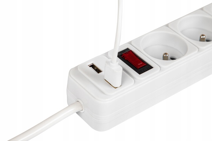 PRZEDŁUŻACZ LISTWA ZASILAJĄCA 3 GNIAZDA 3M 2X USB GRUBY KABEL