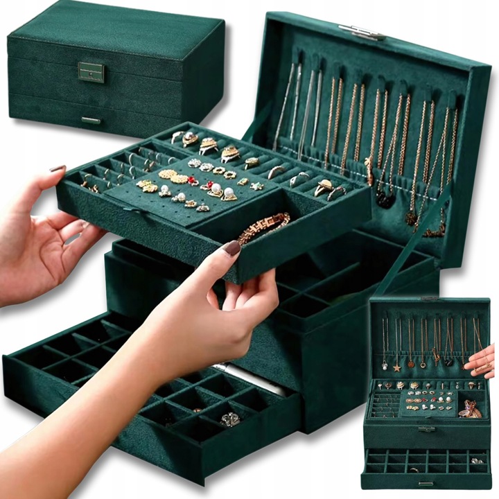 SZKATUŁKA NA BIŻUTERIĘ KUFEREK PUDEŁKO ORGANIZER ELEGANCKI POJEMNY BOX F6