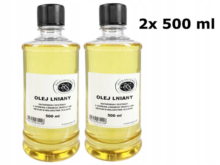 Olej lniany rafinowany ROMAN SZMAL medium do farb olejnych POŁYSK 500ml