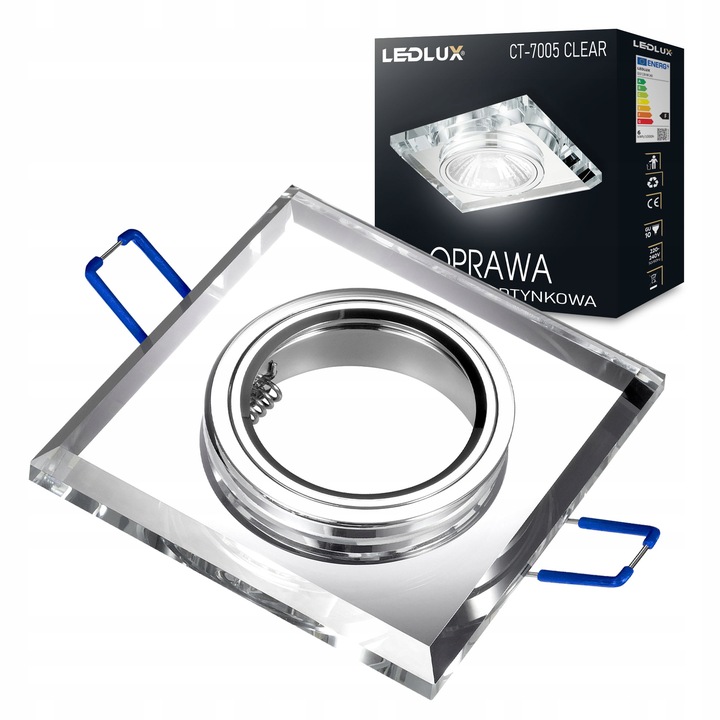 6x oprawa halogenowa SZKLANA kwadrat + LED GU10 5W
