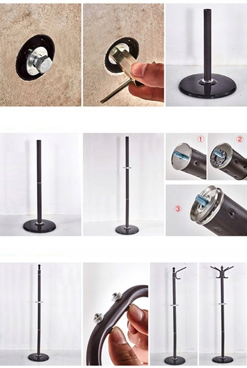 WIESZAK stojący STOJAK na ubrania STABILNY podłoga CZARNY