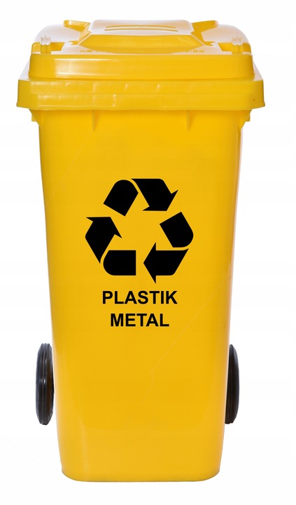 KOSZ NA ŚMIECI ODPADY ŚMIETNIK KUBEŁ POJEMNIK DO SEGREGACJI ŻÓŁTY 120L