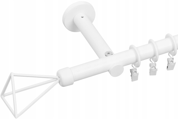 KARNISZ POJEDYNCZY 200 CM 19 MM CZARNY MAT BIAŁY MAT WYBÓR ZAKOŃCZEŃ RENA