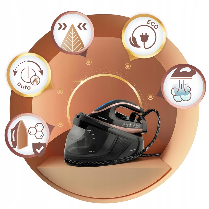 STACJA PAROWA GENERATOR PARY ŻELAZKO 3000W MOCNA CERAMICZNA POWŁOKA