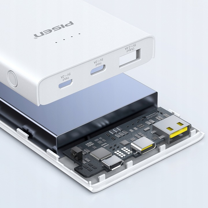 POWERBANK 10000 MAH 12W QC USB / MICRO / USB-C PD BIAŁY DO IPHONE APPLE