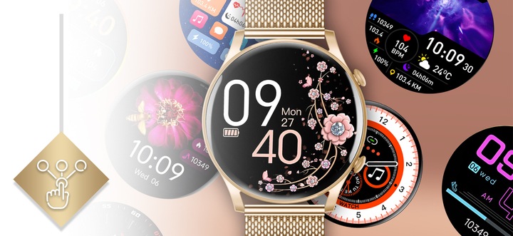 Smartwatch Zegarek Damski Wodooporny PL Menu Rozmowy Smart Watch 4 Paski