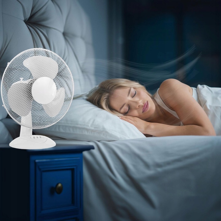 WENTYLATOR BIURKOWY WIATRAK STOJĄCY BIUROWY CICHY MOCNY BIAŁY MAŁY 3 TRYBY