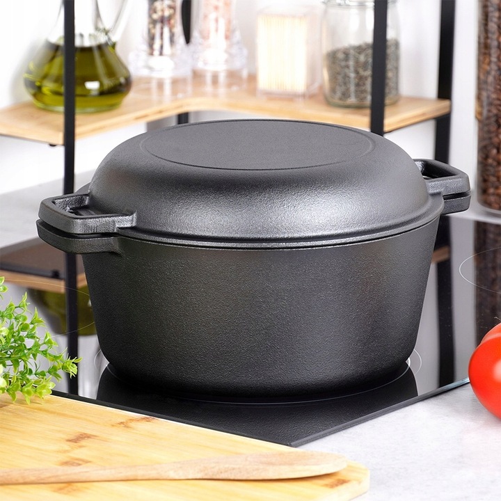 Garnek ŻELIWNY brytfanna brytfanka patelnia do pieczenia smażenia 2w1