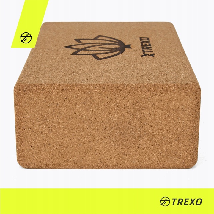 Kostka do jogi pilates TREXO korkowa TXO-B4Z077-NC NATURALNA TRWAŁA 22x14x7