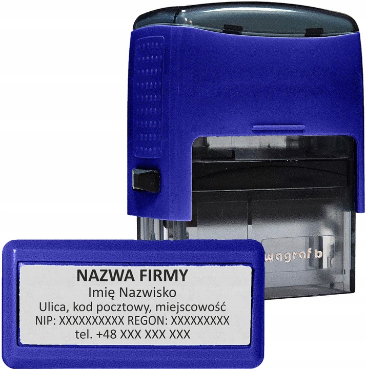 WAGRAF B3 - Pieczątka do 6 wersów - FIRMOWA - 12 kolorów obudowy do wyboru