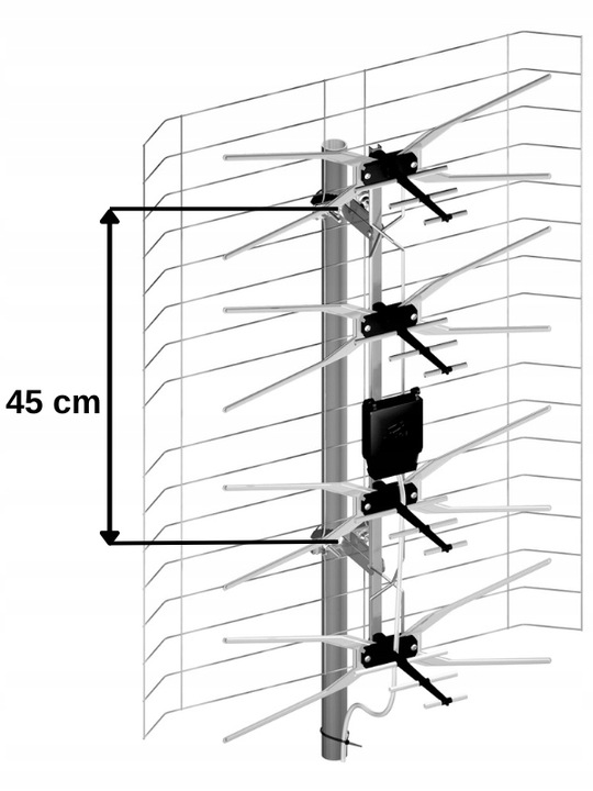 Antena TV zewnętrzna DVB-T2 siatkowa ASP-8W wzmacniacz LNA-177 MUX-8