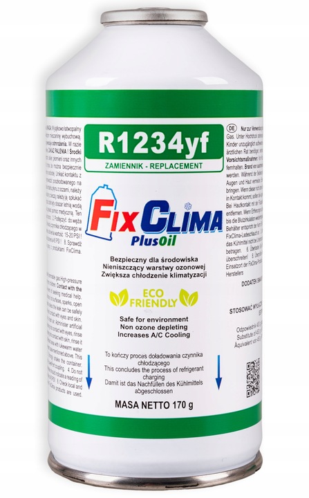 ZESTAW 2x GAZ DO NABIJANIA KLIMATYZACJI CZYNNIK CHŁODNICZY AUT R1234YF