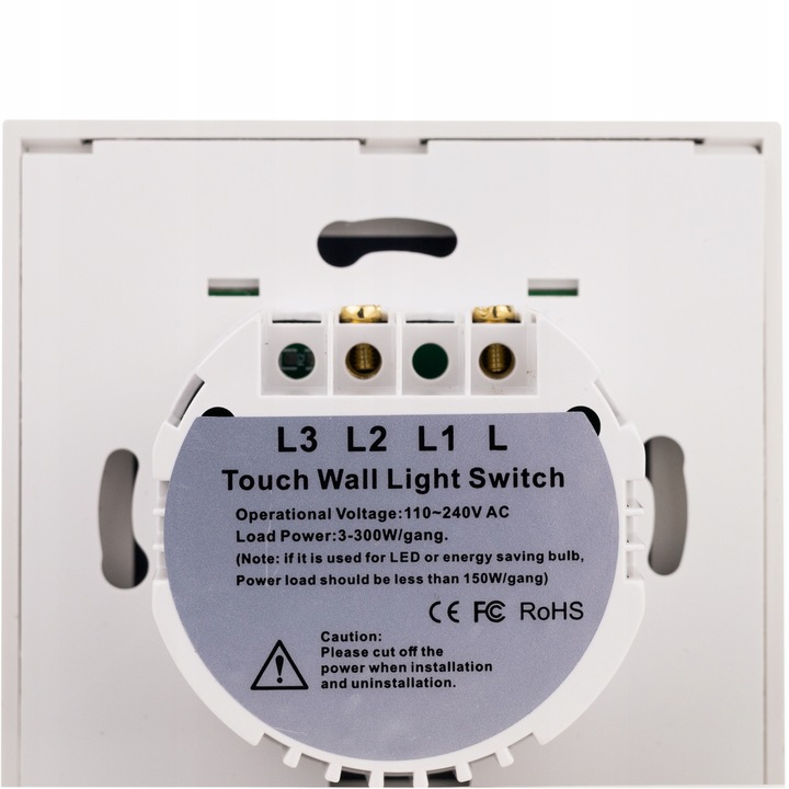 Dotykowy Szklany WŁĄCZNIK ŚWIATŁA LED fi60 Pojedynczy Szary APPIO