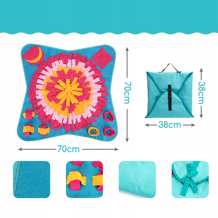 Mata Węchowa dla Psa i Kota Zabawka Edukacyjna na Przysmaki 70×70cm