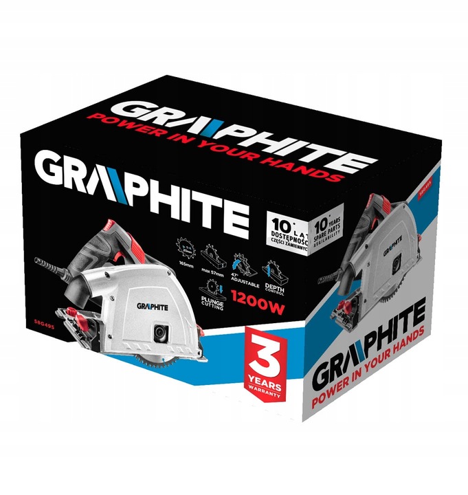 Zagłębiarka Piła Pilarka 1200W + Szyna 140 cm + Ściski GRAPHITE