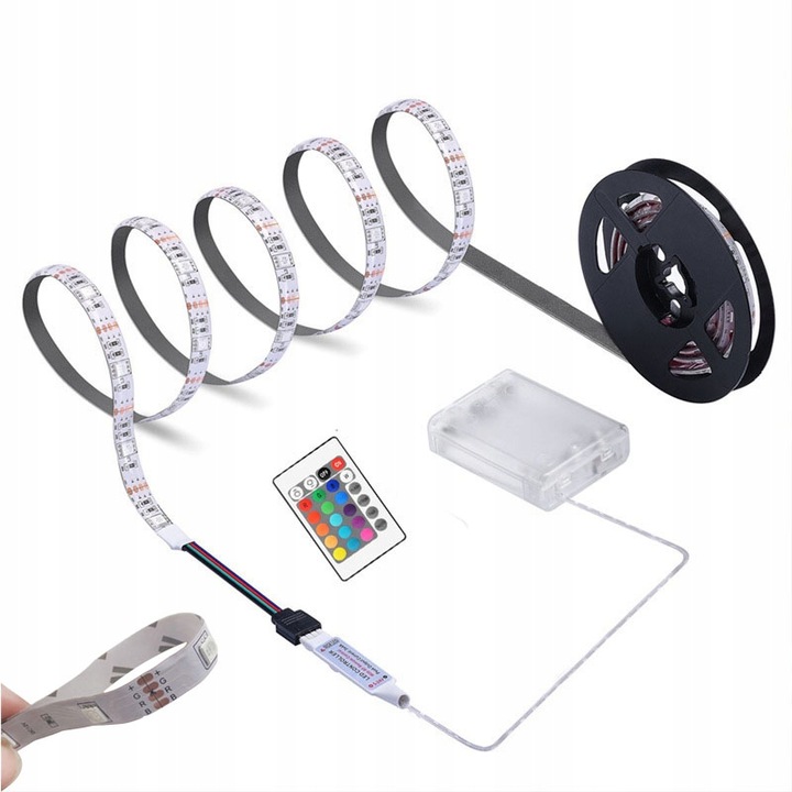 Taśma LED z pilotem zdalnego sterowania zasilana baterią 3m