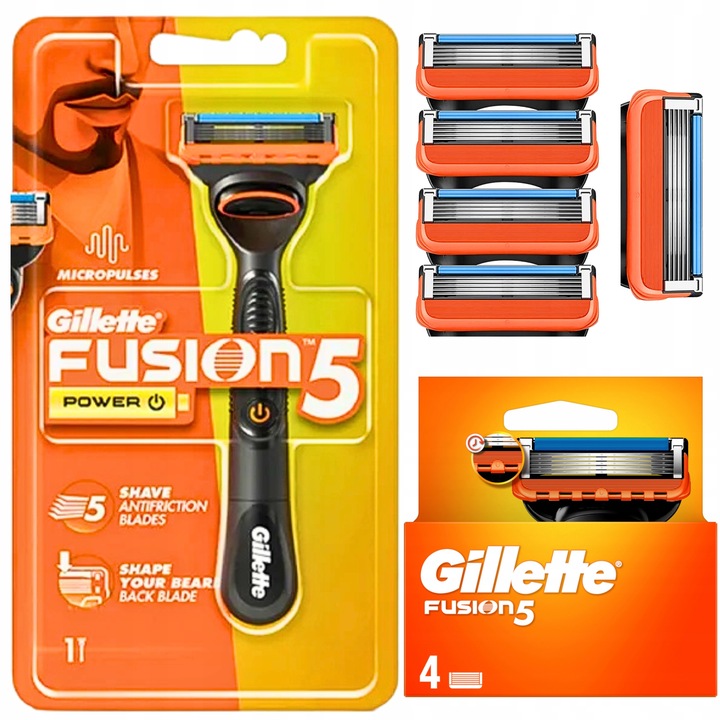 Gillette Fusion 5 ostrza x 5 plus maszynka do golenia Fusion Power zestaw