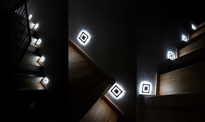 Lampka schodowa OPRAWA LED 230V oświetlenie schodowe 2W CZARNA ZIMNA 6000k