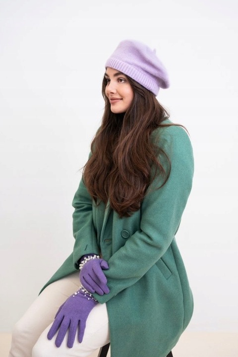 Beret damski angorowy Knitted Moments - ciepły, angora Czarny