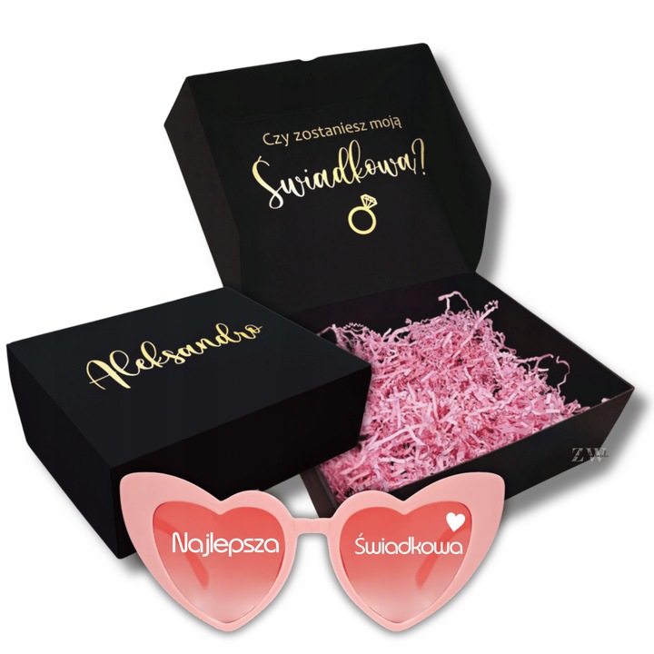 Pudełko box CZARNE czy zostaniesz ŚWIADKIEM Świadkową ślub prezent WZORY