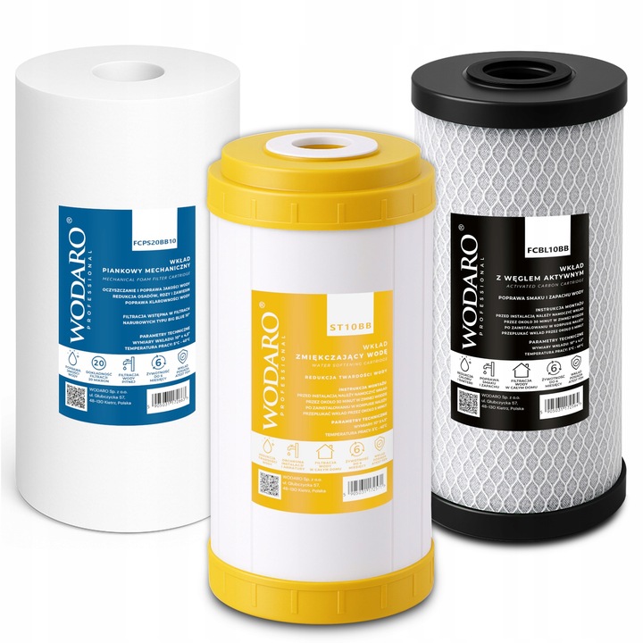 Zestaw Wkładów Filtrów Wody na Cały Dom 3-stopniowy Zmiękczacz BIG