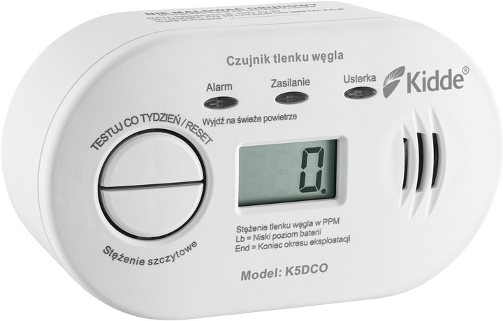 CZUJNIK CZADU Kidde K5DCO WYŚWIETLACZ LCD 10 LAT