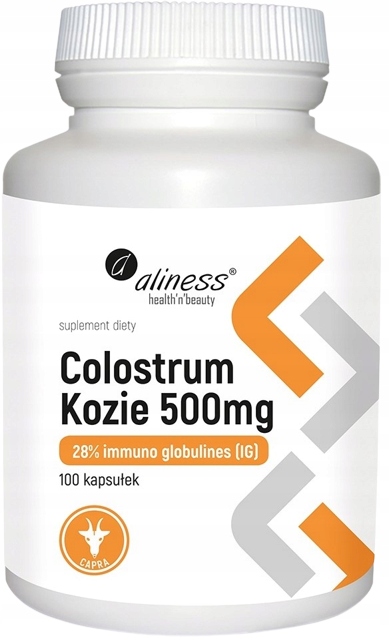 Aliness Kolostrum Kozie SIARA 500 mg Odporność Colostrum Stres Mięśnie