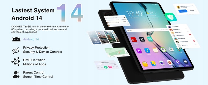 DOOGEE T30SE Tablet 11" 2.4K 9GB/128GB Android 14 WIFI SIM Hi-Res 8580mAh