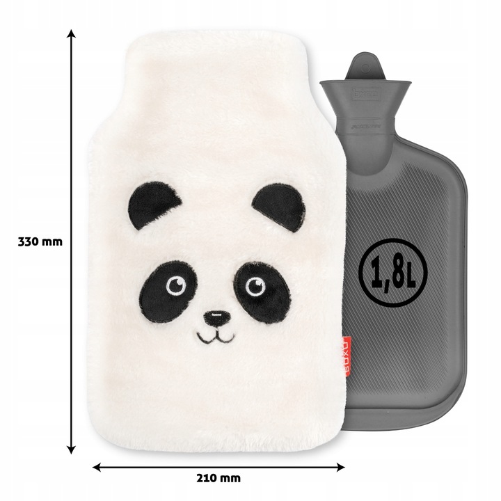 SOXO termofor pluszowy miś panda 1,8L na wodę w pokrowcu prezent dla niej