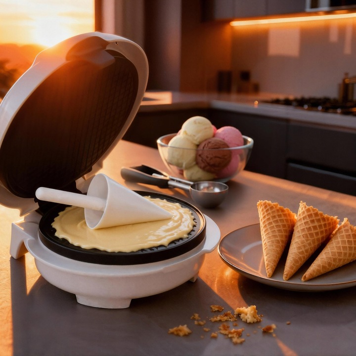 Wypiekacz do wafli rurek rożków miseczek nieprzywierające płyty mocny