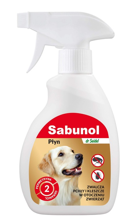 Sabunol Płyn SPRAY zwalczający pchły i kleszcze w otoczeniu psa 250ml